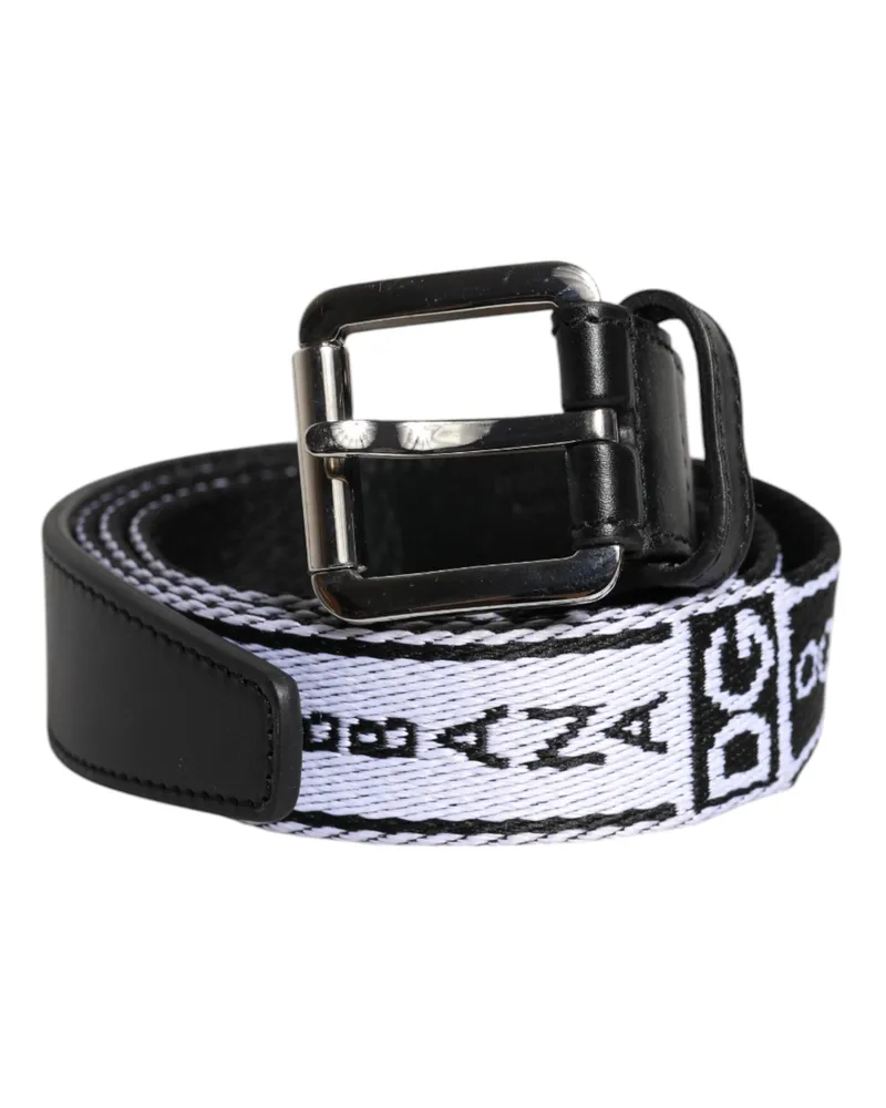 Dolce & Gabbana Men's Logo-Printed Nylon Belt Black Leather Black