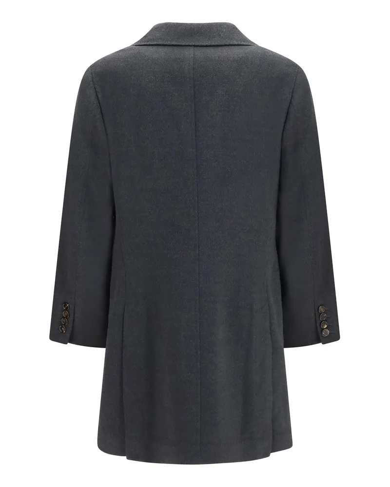 Brunello Cucinelli Cashmere Coat — Gray Charcoal