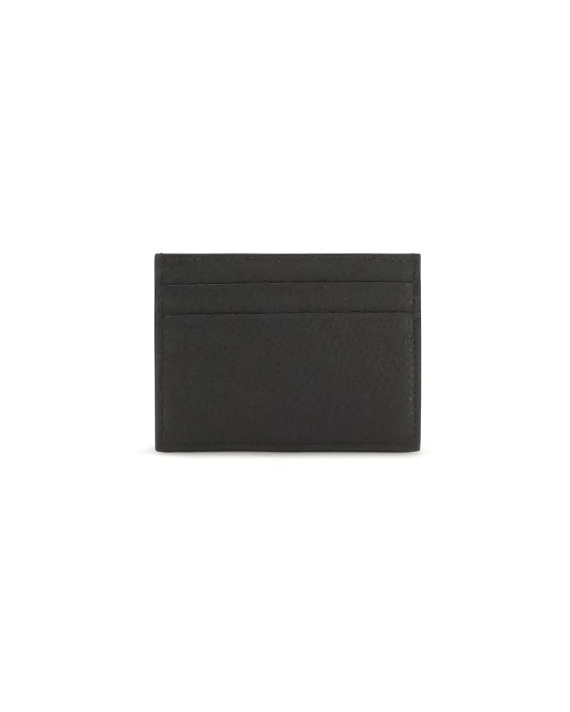 Dolce & Gabbana Logo-Plaque Calf Leather Card Case — Black Black
