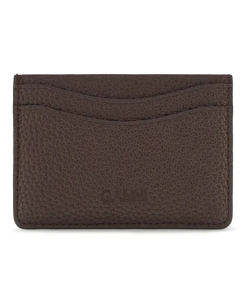 Ganni Women's Textured Faux Leather Card Holder Chicory Coffee Wallet Brown