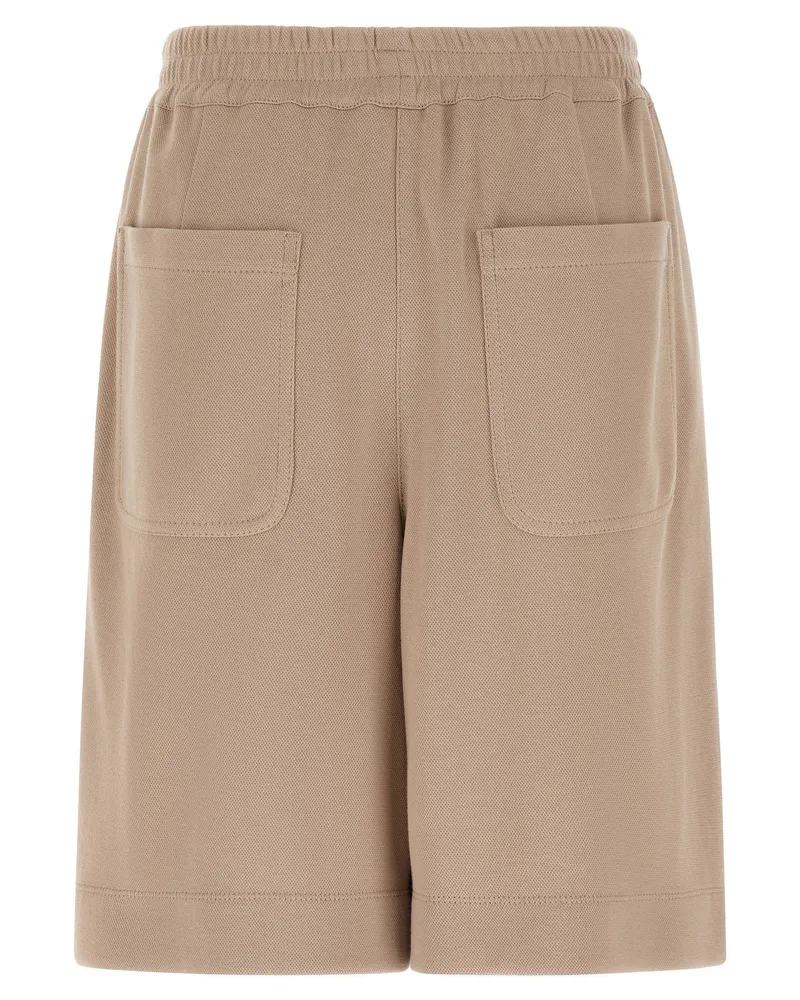 Brunello Cucinelli Piqué Cotton Shorts — Beige Beige