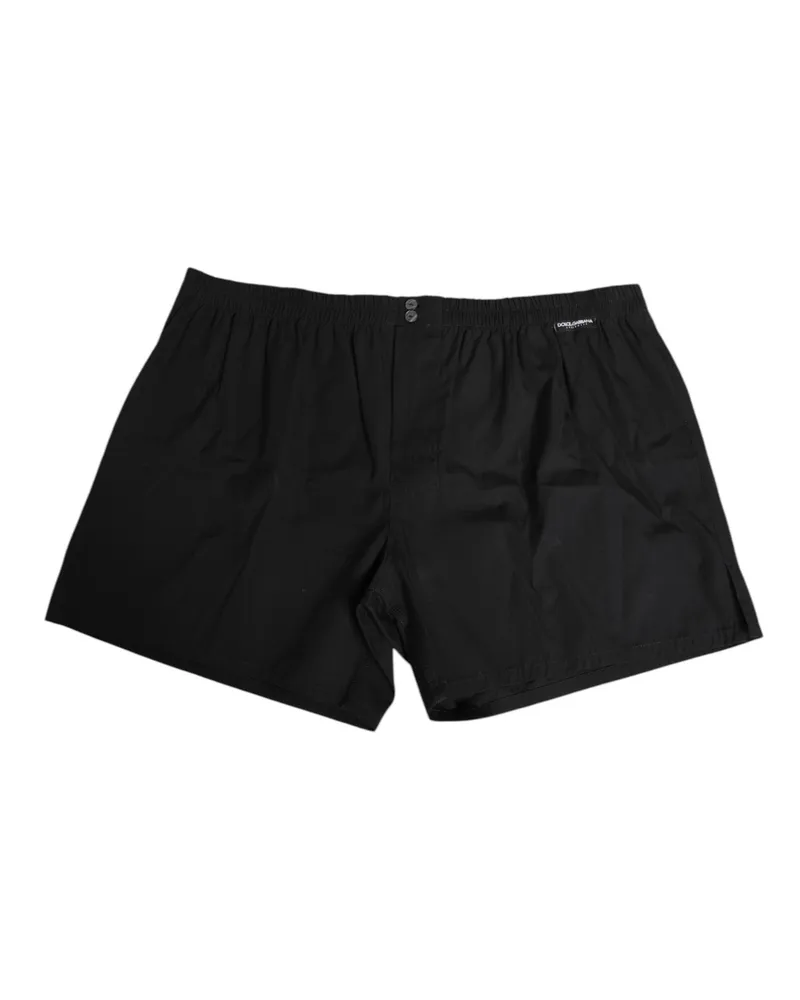 Dolce & Gabbana Men's Black Cotton Elastic Waistband Button Swimwear Clothing Black