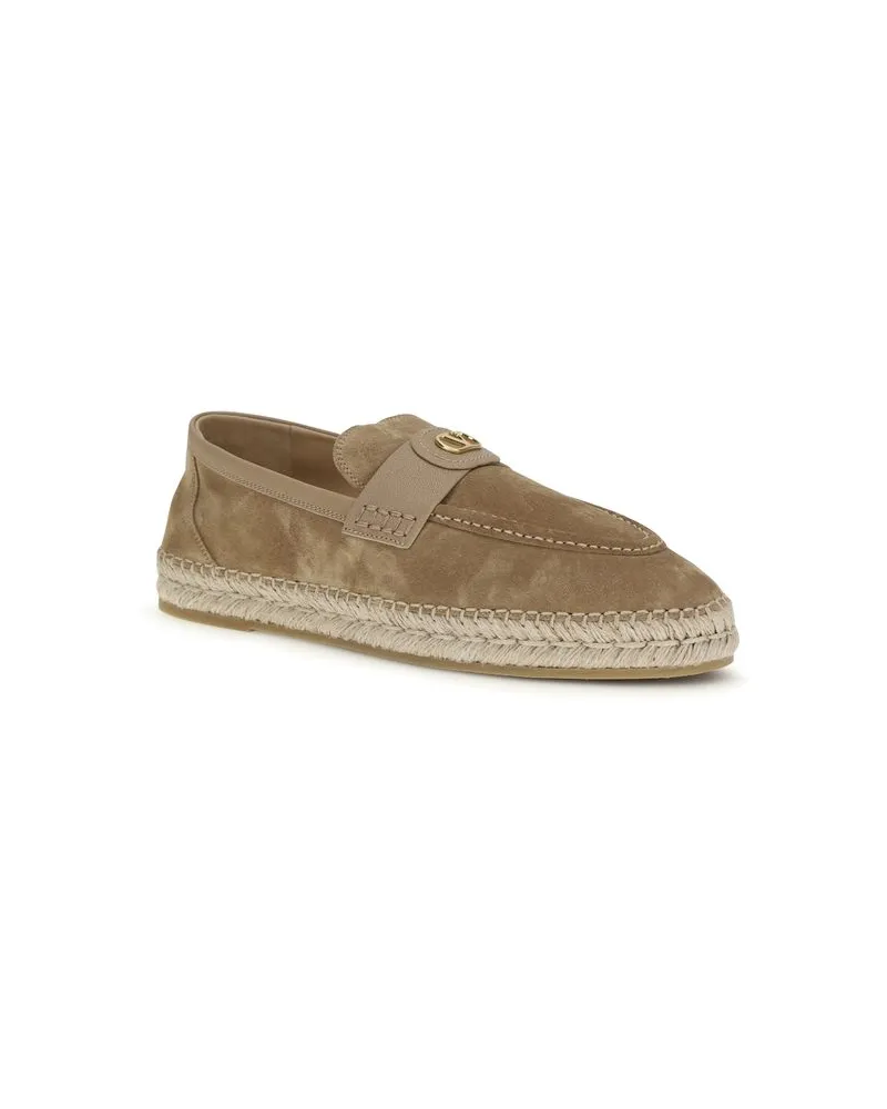 Valentino Garavani Men's Beige Calf Leather Bos Taurus Espadrilles Shoe Beige