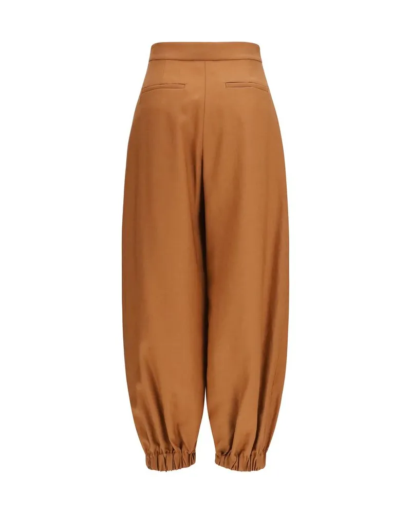 Fendi Women's Brown Linen Casual Pants Brown