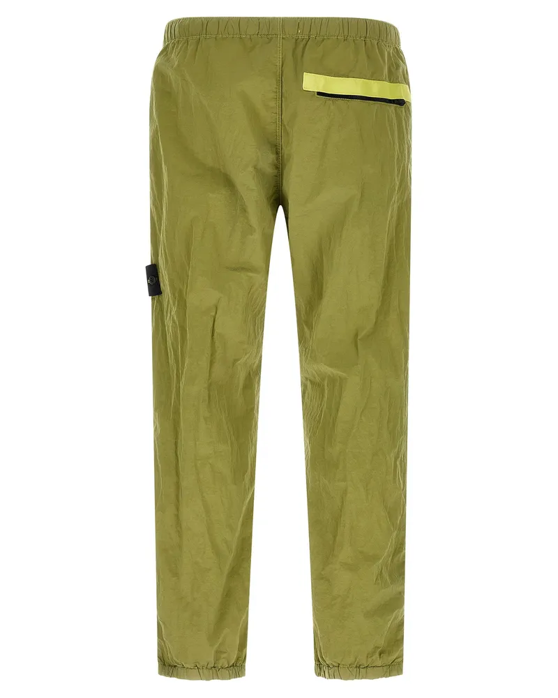 Stone Island Double-Wrinkled Nylon Metal Joggers — Lime Green Lime