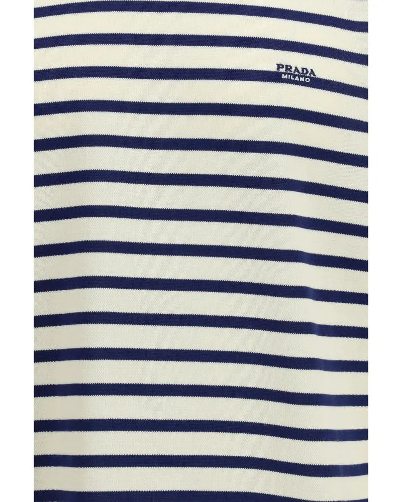 Prada Striped Cotton T-Shirt — Blue Blue