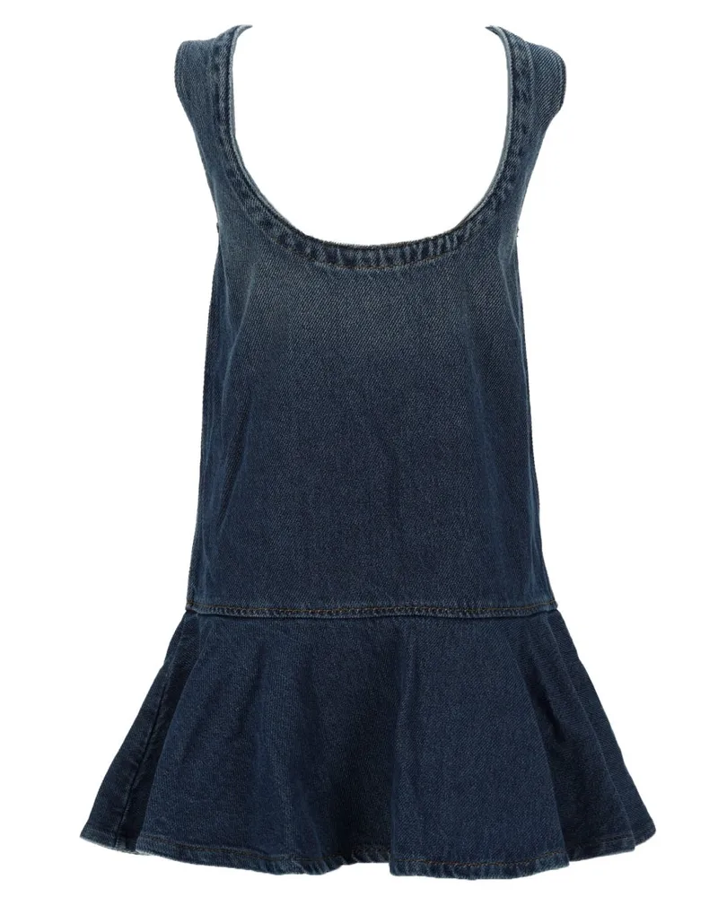 Ganni Organic Cotton Denim Mini Dress — Blue Blue