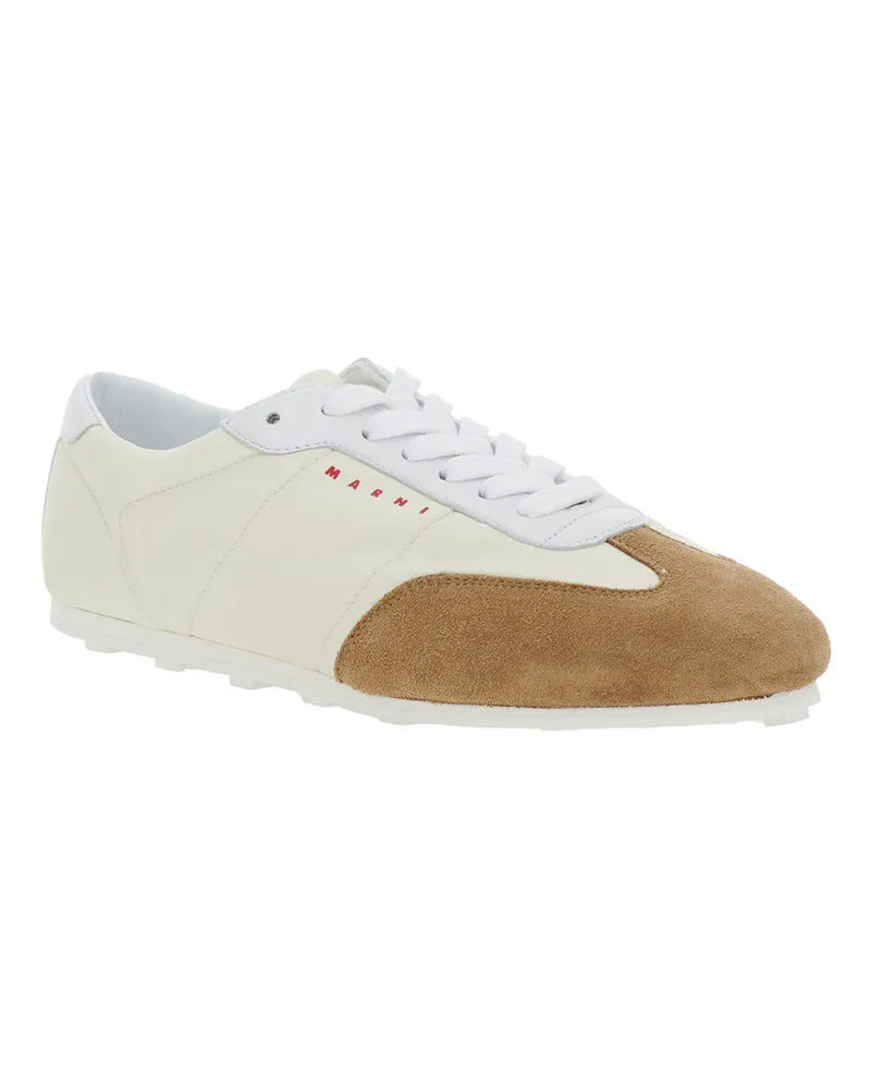 Marni Women's White Sneakers With Suede Details Polyamide Trainers White