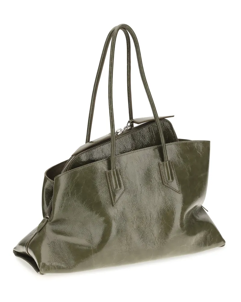 ATTICO Women's Shoulder Bag La Passeggiata Calf Leather Patent Green Green