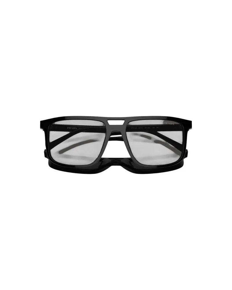 Prada 0PR Acetate Rectangle Sunglasses — Black Black