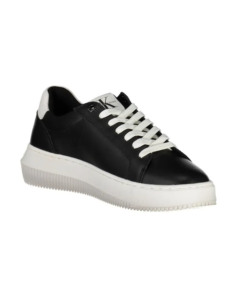Calvin Klein Logo Leather Sneaker — Black Black