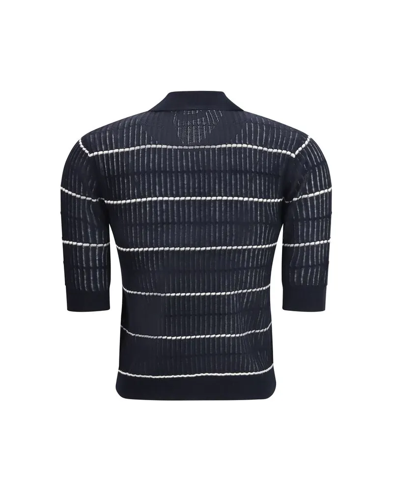 Max Mara Women's Blue Silk Polo Shirt Navy