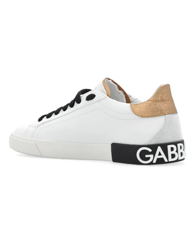 Dolce & Gabbana Women's Portofino Logo Low Top Sneakers White Shoes White