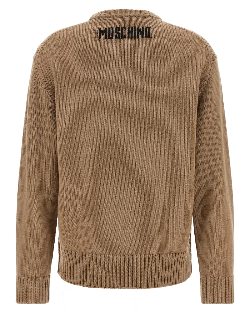 Moschino Wanted Lamb Intarsia Virgin Wool Sweater — Beige Beige