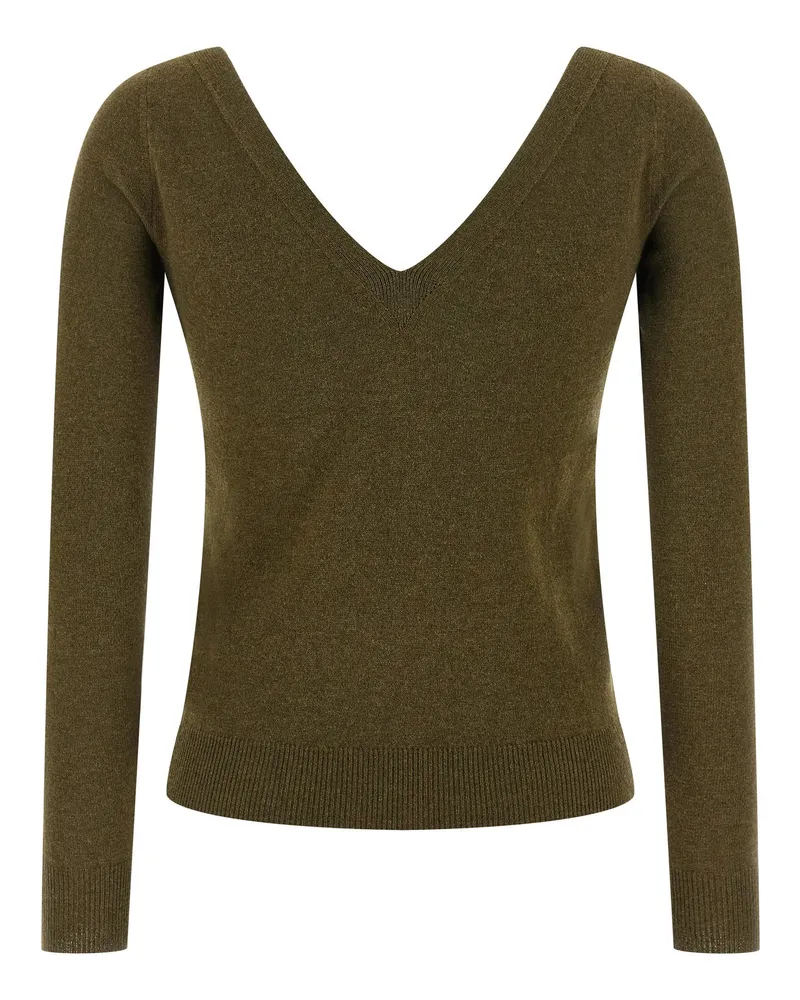 Saint Laurent Cashmere V-Neck Sweater — Olive Olive