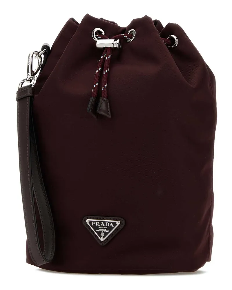 Prada Men's Burgundy Fabric Clutch Bordeaux Burgundy