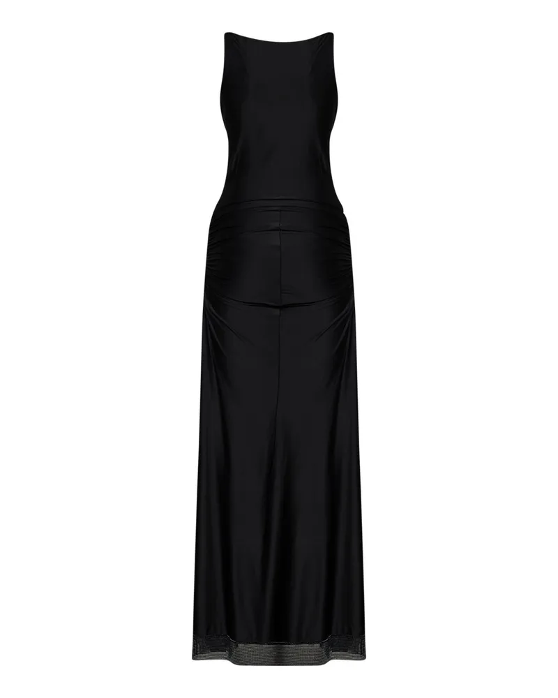 Paco Rabanne Women's Long Dress Jersey And Mesh Black Polyamide Black