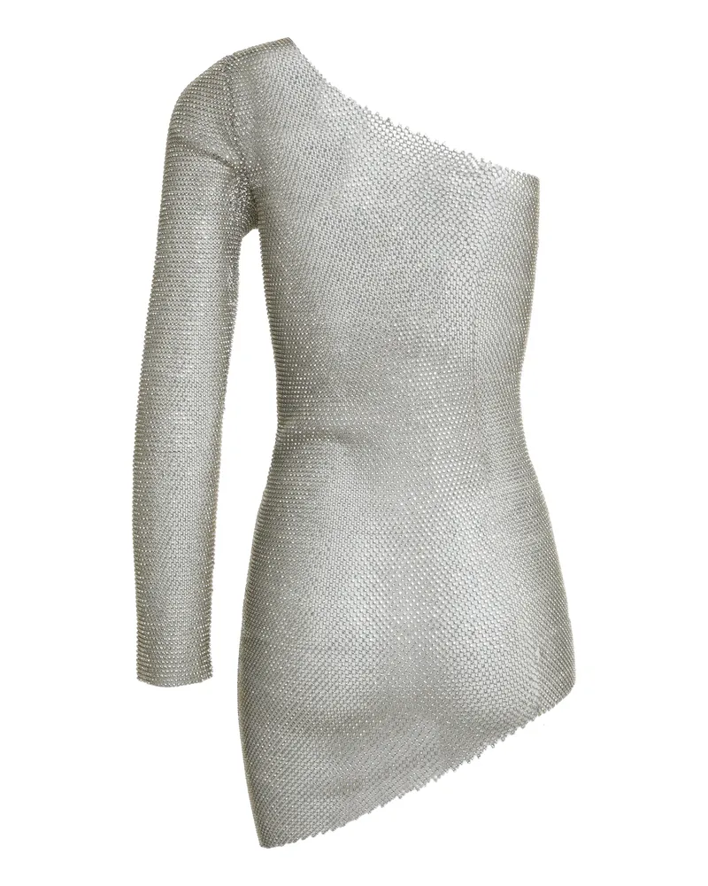 SANTA Brands Women's One Shoulder Knitted Mesh Dress Gold Polyester Gold