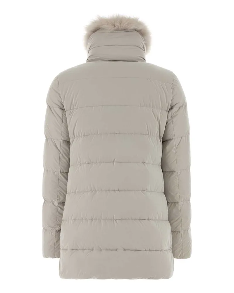 MOORER Women's Light Grey Nylon Blend Dorado Down Jacket Pearl Piumini Gray