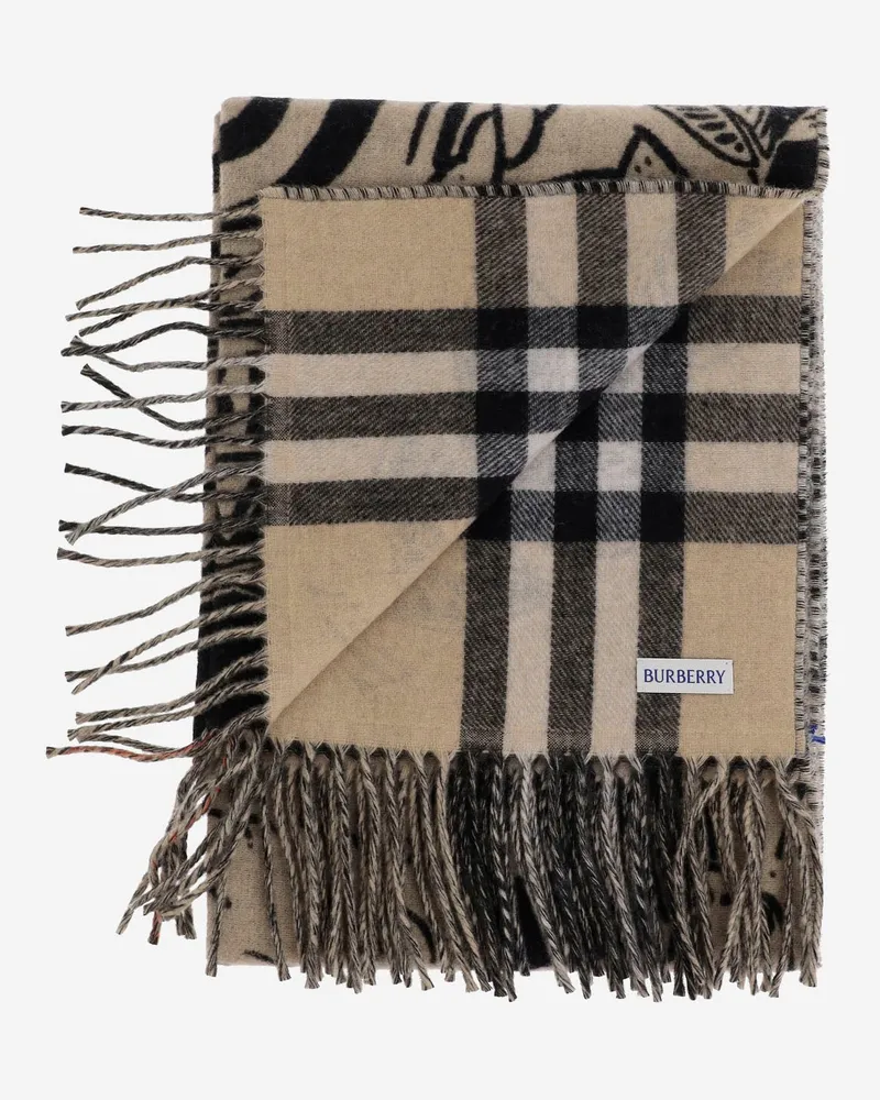 Burberry Reversible Cashmere Logo Scarf — Multicolor Multicolor