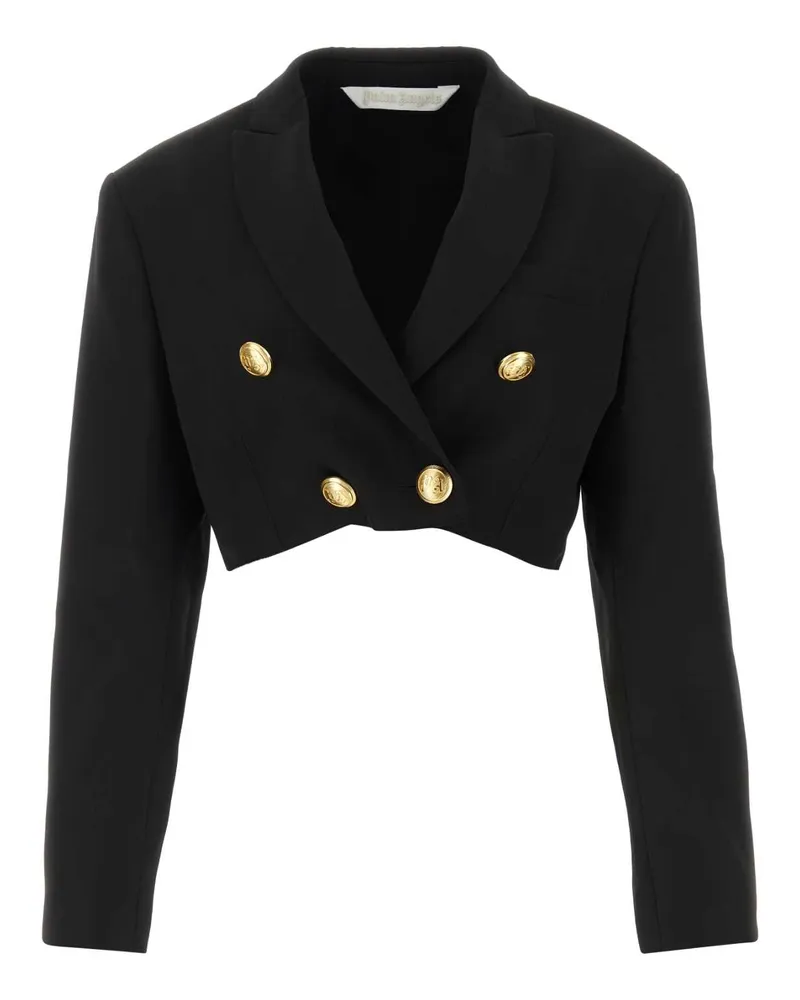 Palm Angels Double-Breasted Cropped Blazer — Black Black