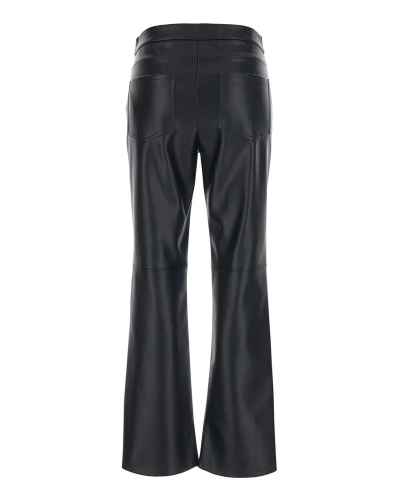 Max Mara Women Pants, Black Ecoleather Polyester Trousers Black