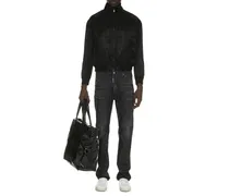 Men's Black Silk Bomber Clothing