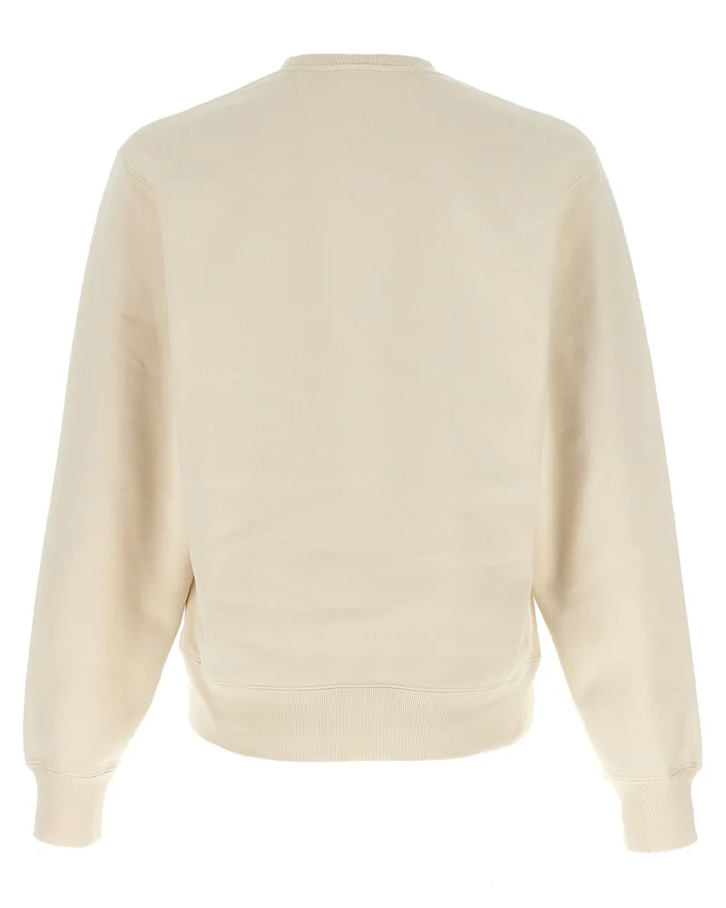 Saint Laurent Cassandre Logo-Embroidered Cotton Sweatshirt — Beige Beige