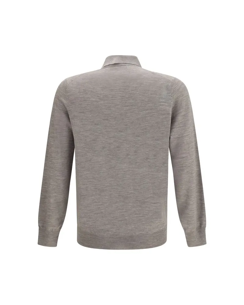 Brunello Cucinelli Cashmere-Wool Blend Polo — Gray Gray