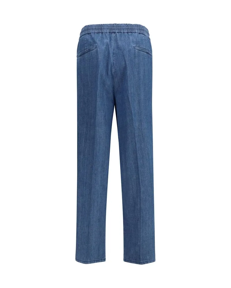 Brunello Cucinelli Men's Blue Cotton Casual Pants Blue