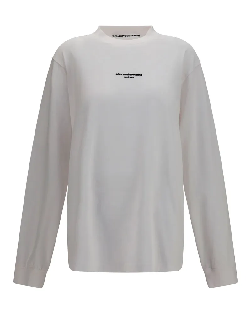 Alexander Wang Women Long-Sleeve Logo T-Shirt White Cotton T-Shirts & Jerseys White