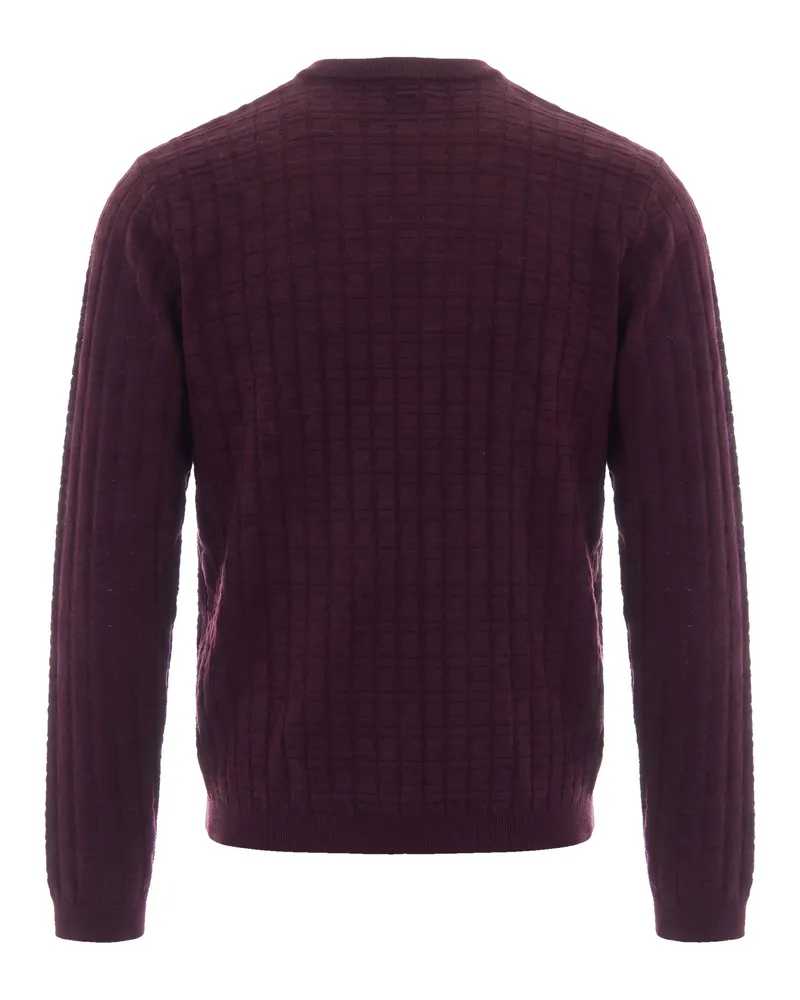 Emporio Armani Textured Crew-Neck Wool Blend Sweater — Brown Brown