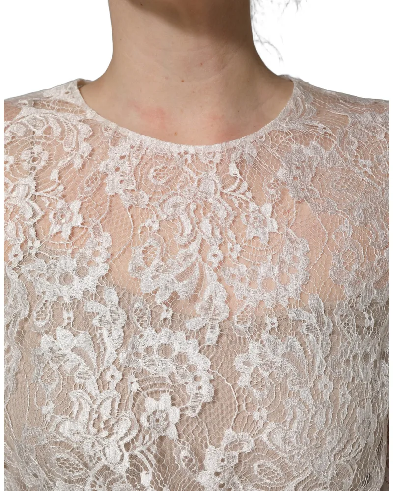 Dolce & Gabbana Women's White Lace Top Embellished Black Skirt Dress And Nylon Polyester Viscose Multicolor