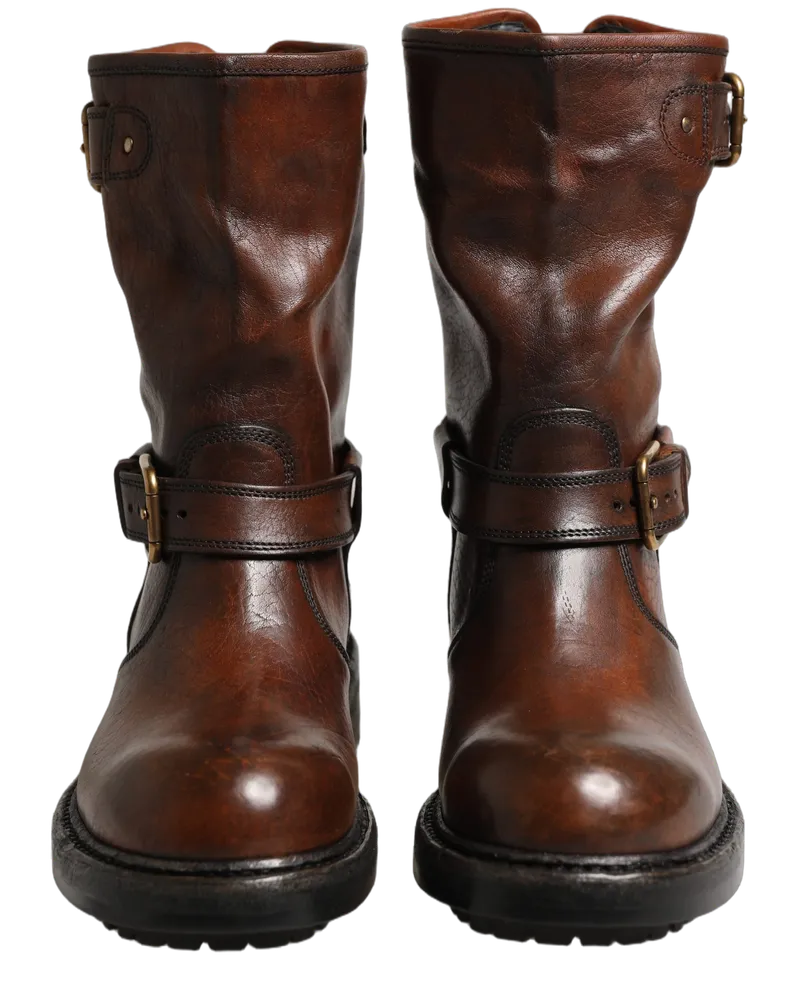 Dolce & Gabbana Leather Biker Boots — Brown Brown