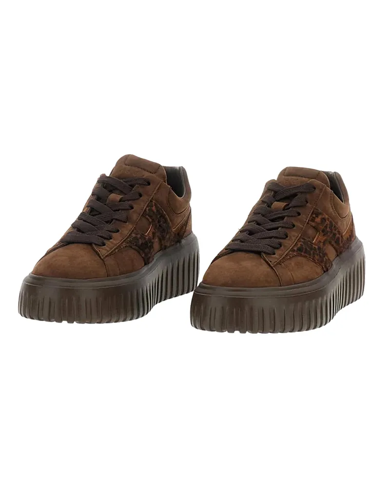Hogan Women's Sneakers H-Stripes Brown Leo Trainers Brown