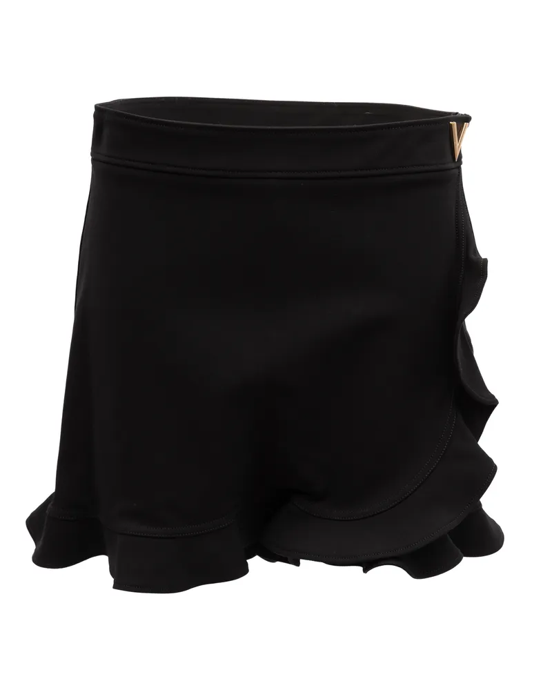 Valentino Garavani Ruffled Mini Skirt — Black Black