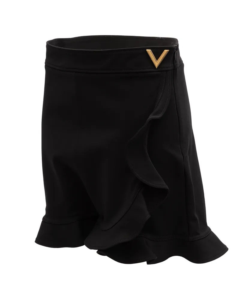 Valentino Garavani Ruffled Mini Skirt — Black Black