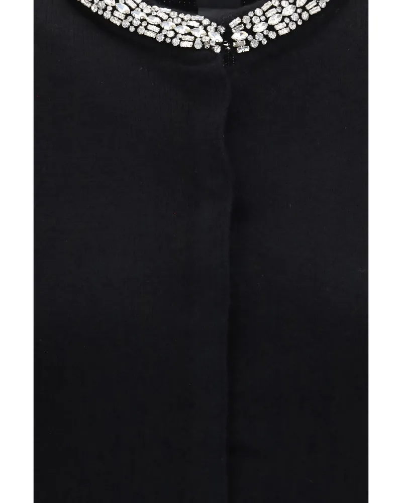Pinko Women Cardigan Colonia With Jewel Collar Black Limousine Merino Wool Sweater Black