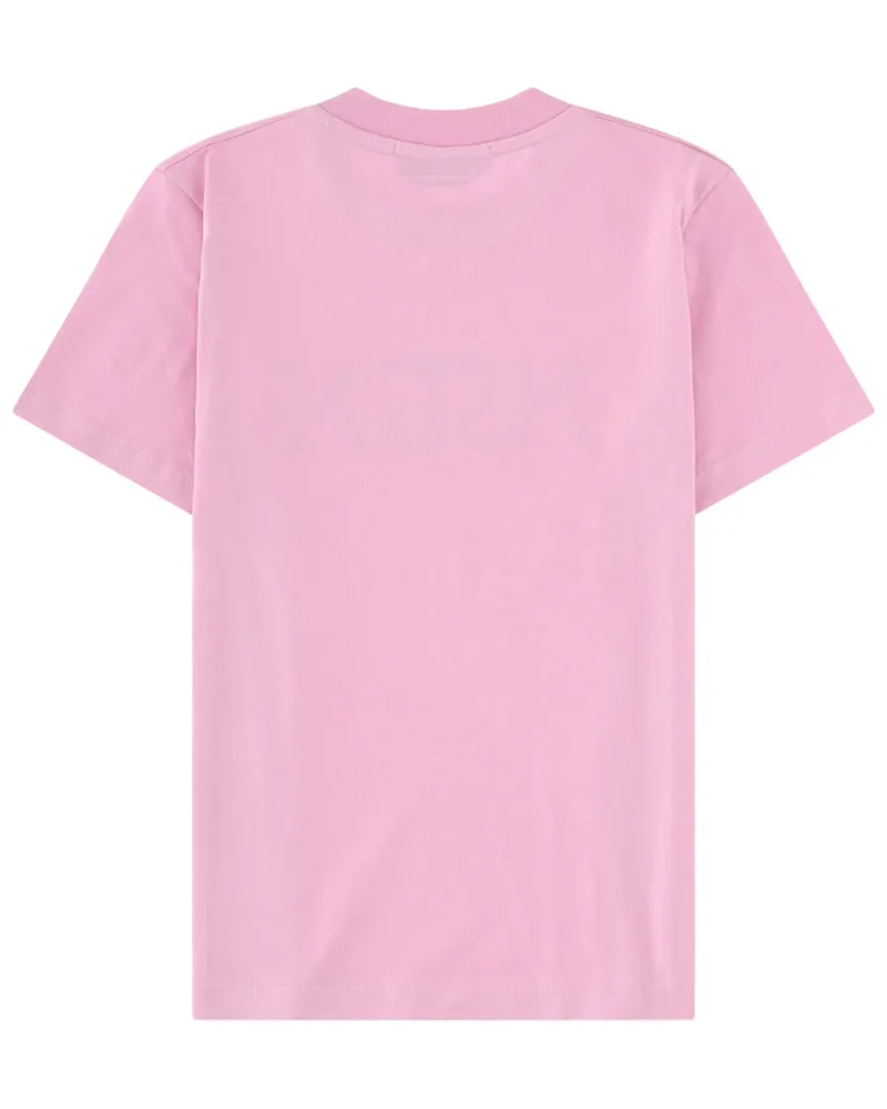 MSGM Logo-Embroidered Cotton T-Shirt — Pink Pink