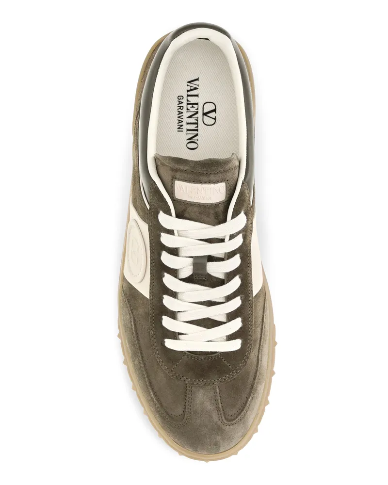 Valentino Garavani Men's Sneakers Upvillage Suede Nappa Calfskin Army Green-Army Green-Glace-Glace-Amber Trainers Green/army Green-glace/glace/amber Green