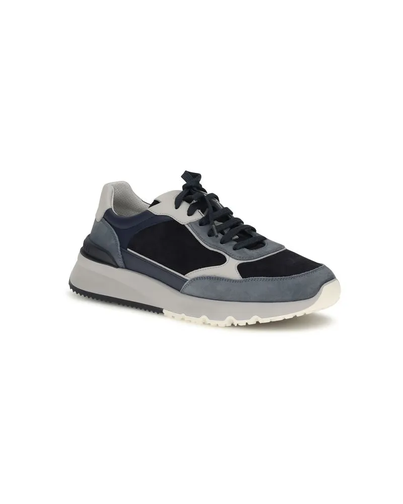 Brunello Cucinelli Men's Blue Calf Leather Bos Taurus Athletic Sneakers Blue