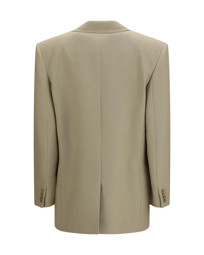 Saint Laurent Women Beige Wool Oves Aries Blazer Clothing Beige