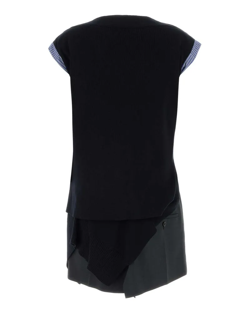 Sacai 2608292 206 Navygray Cotton Polyester Abiti Dress Navy