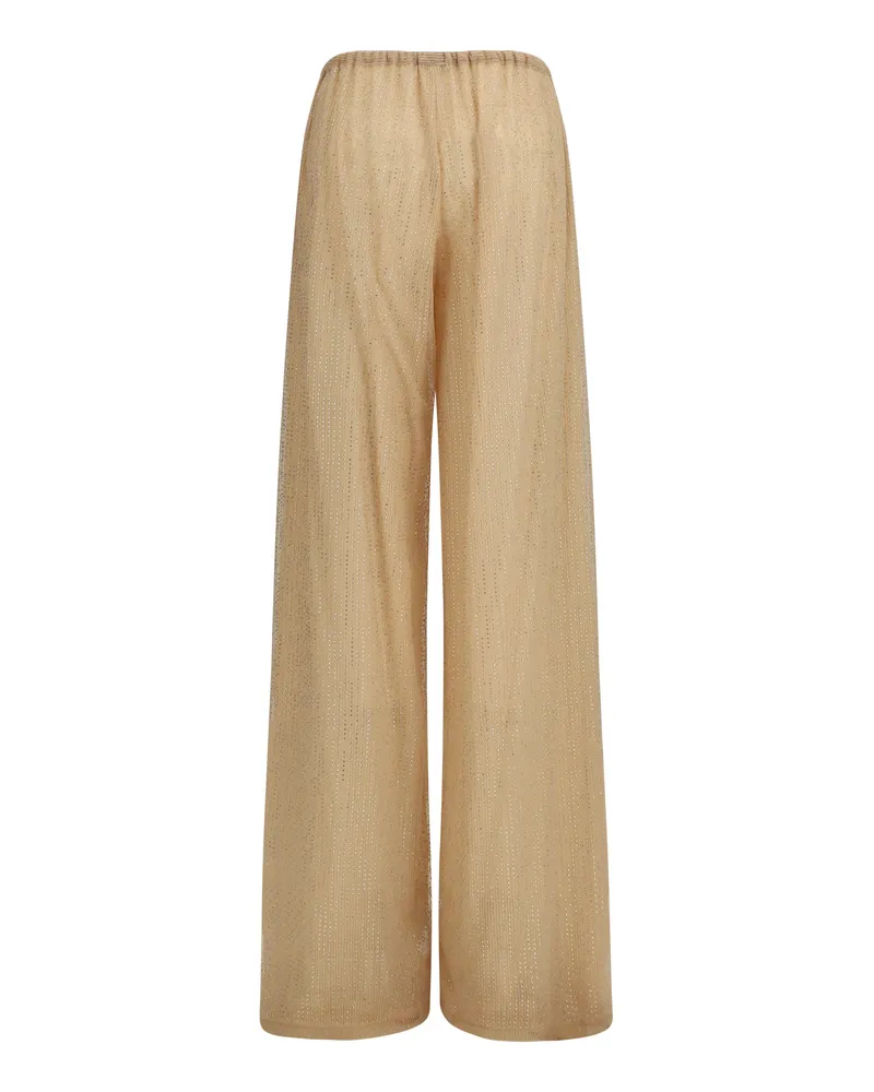 Ermanno Scervino Women's Pants With Strass Rugby Tan Polyester; Polyamide Trousers Beige