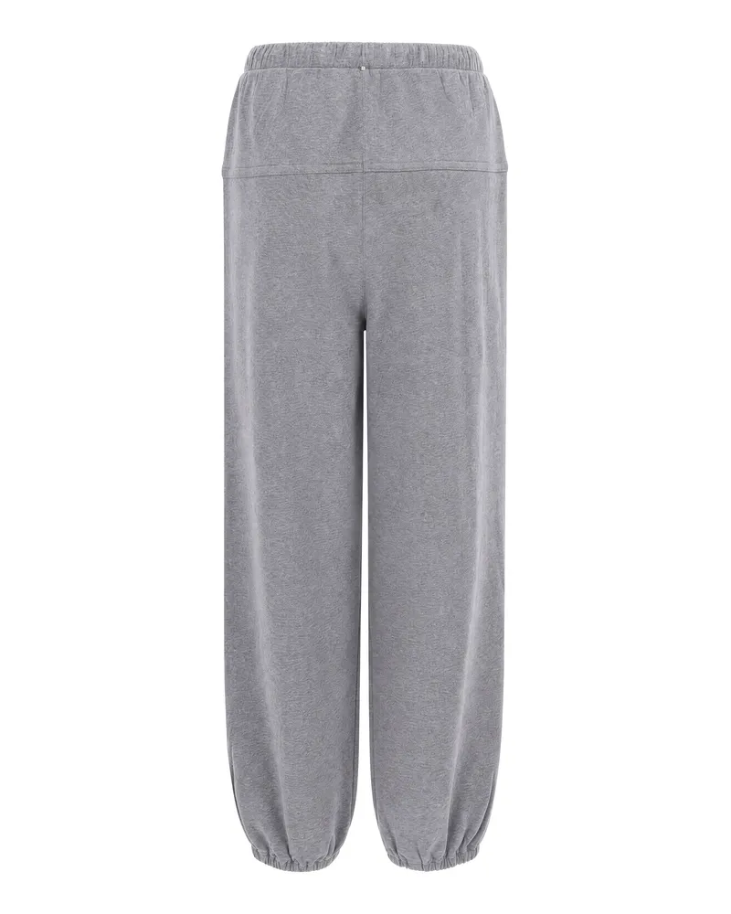 SPORTMAX Women Grey Cotton Fleece Joggers Medium Trousers Gray
