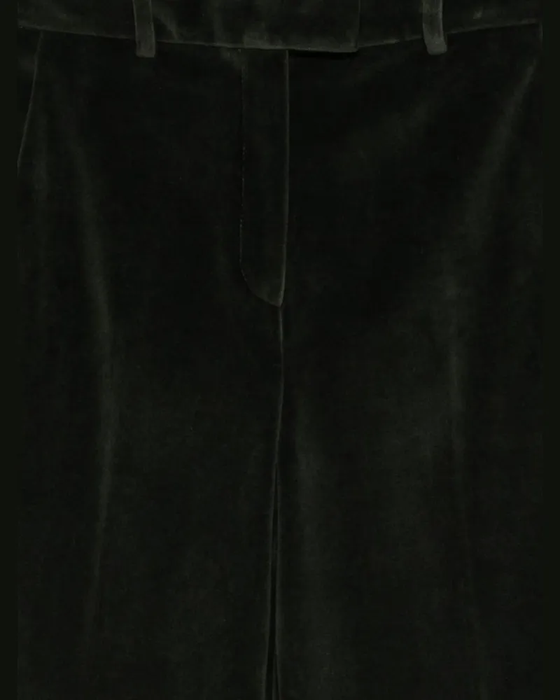 CIRCOLO 1901 Cotton Velvet Wide-Leg Trousers — Dark Green Dark