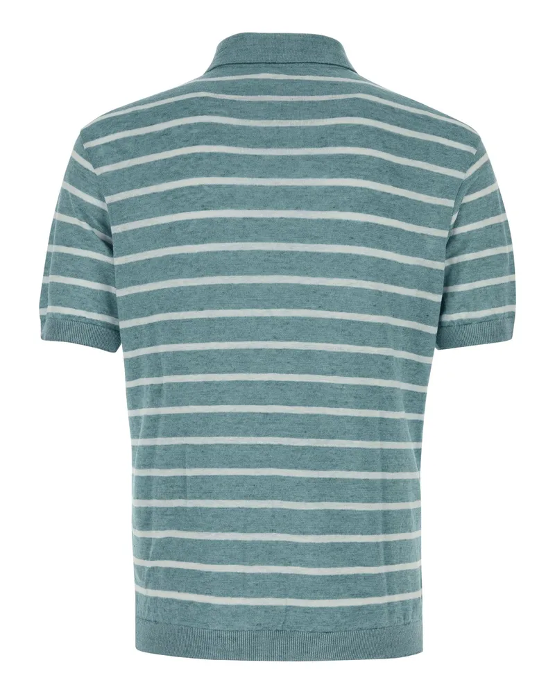 Paul & Shark Men's Striped Cotton Polo Green Green