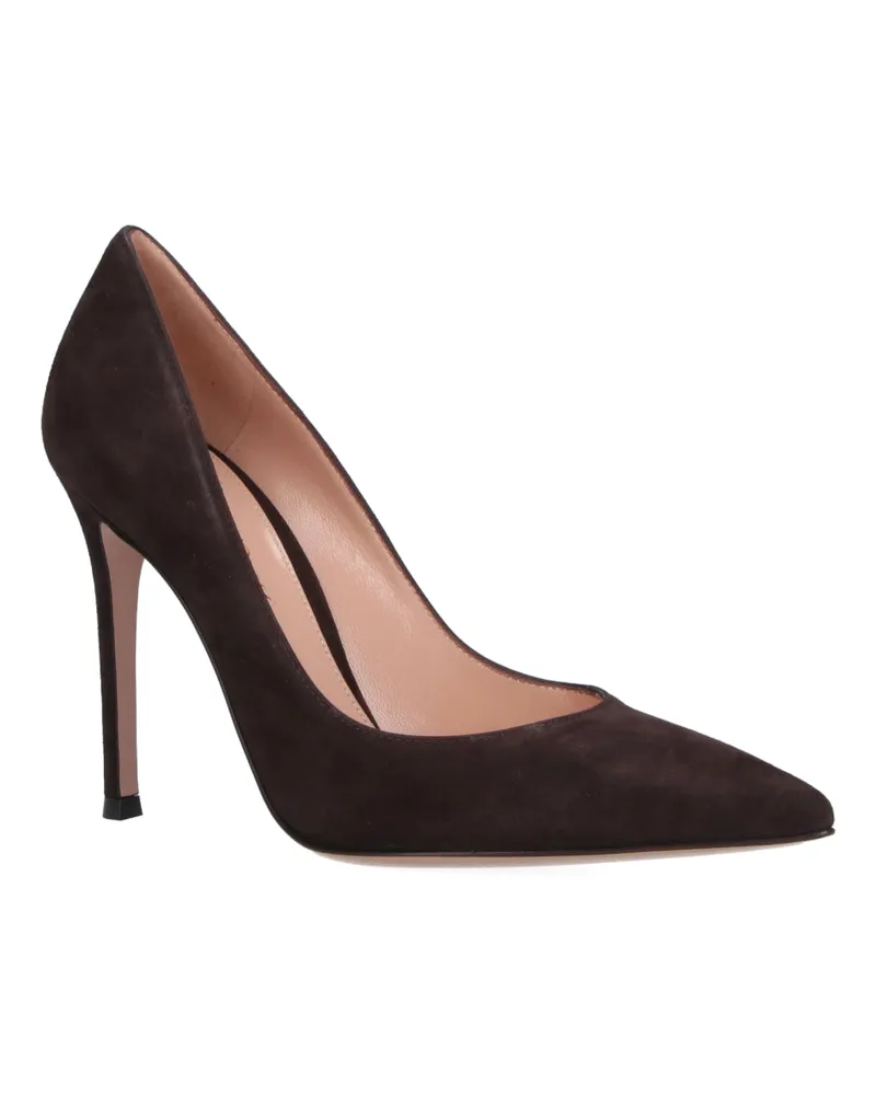 Gianvito Rossi Women's Suede Pointed-Toe Pump Brown Leather Brown
