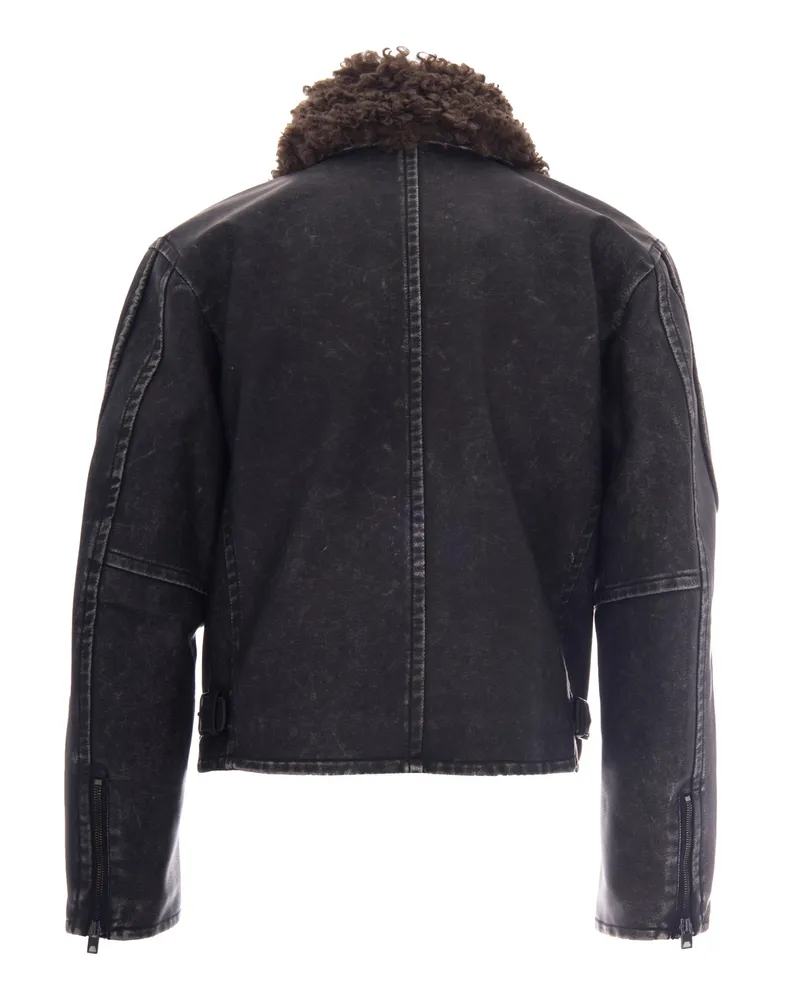 Diesel Men's Biker Jacket Alex Black Black