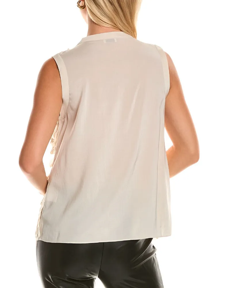 Brunello Cucinelli Petal-Appliqué Textured Tank Top — White White